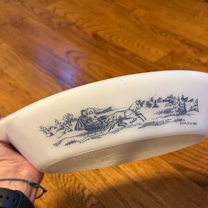 Glasbake divided casserole currier and Ives baking dish j-2352 vintage